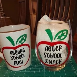 Before School After School Teacher Drink Set | Coffee Wine Glass Set